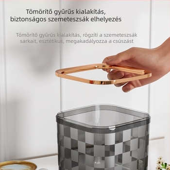 Asztali kis szemetes, aranyos mini, fedél nélküli, négyszögletes PET anyagú kuka, 4 L, konyha, étkezőasztal, hálószoba és iroda számára