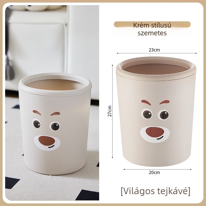 Nagy kapacitású krémszínű szemetes, ideális a nappaliba, fürdőszobába és hálószobába – fedél nélkül, 4 L