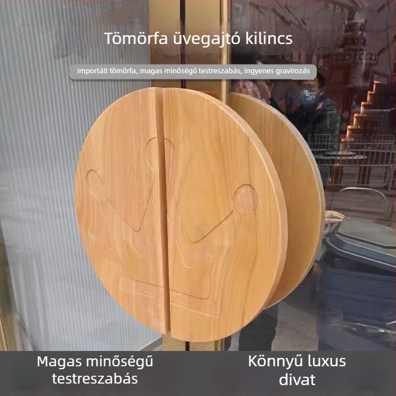 Faragott tömörfa félkör alakú ajtókilincs üvegajtóhoz, csúszó fabútorajtóhoz