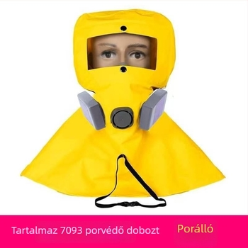 Por- és toxikus gázok elleni védő kapucni festéshez, szóráshoz, csiszoláshoz és dekorációhoz, sav- és lúgálló, lélegző, vegyi fröccs elleni pajzs