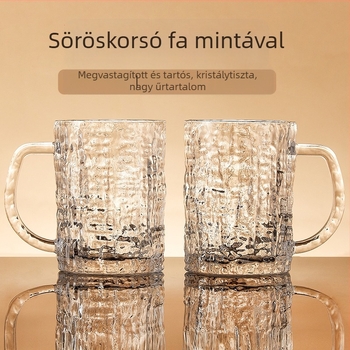 Sörös pohár fogantyúval, nagy kapacitású, átlátszó üveg, minimalist dizájn, 301–400 ml, készlet
