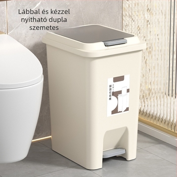 Háztartási pedálos szemetes fedővel, négyszögletes, 12 L vagy nagyobb, csendes nyitás-zárás, fürdőszoba, nappali és hálószoba