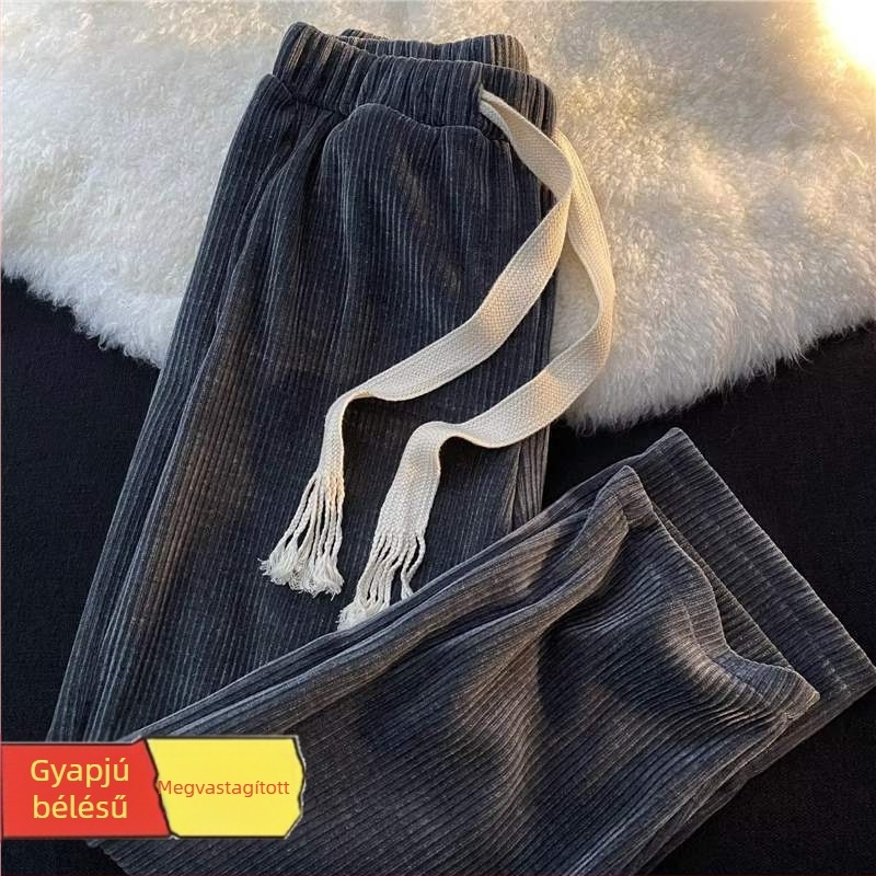 Corduroy férfi nadrág – téli, laza egyenes szabású, széles lábak, fleece bélés