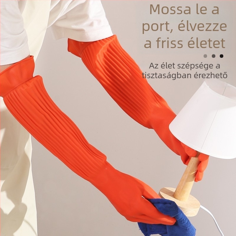 Latex vízálló alkarvédő, sav–bázis álló, olaj- és piszokálló, kopásálló, hosszított kivitel, konyhai és tengeri feldolgozáshoz