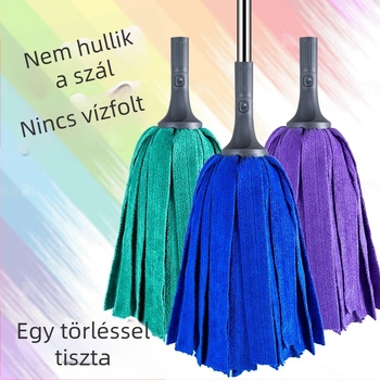 Szalagos mop fej mikroszálas terry anyaggal, nedvszívó, rozsdamentes acél rúddal