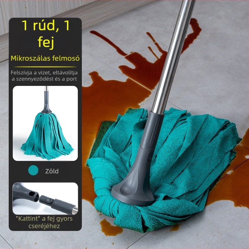 Szalagos mop fej mikroszálas terry anyaggal, nedvszívó, rozsdamentes acél rúddal