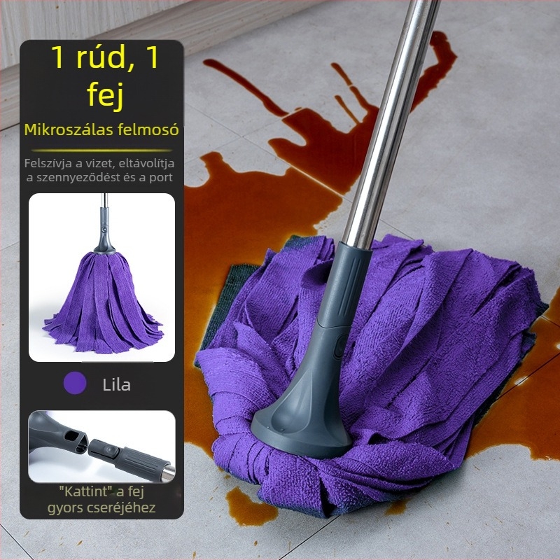 Szalagos mop fej mikroszálas terry anyaggal, nedvszívó, rozsdamentes acél rúddal