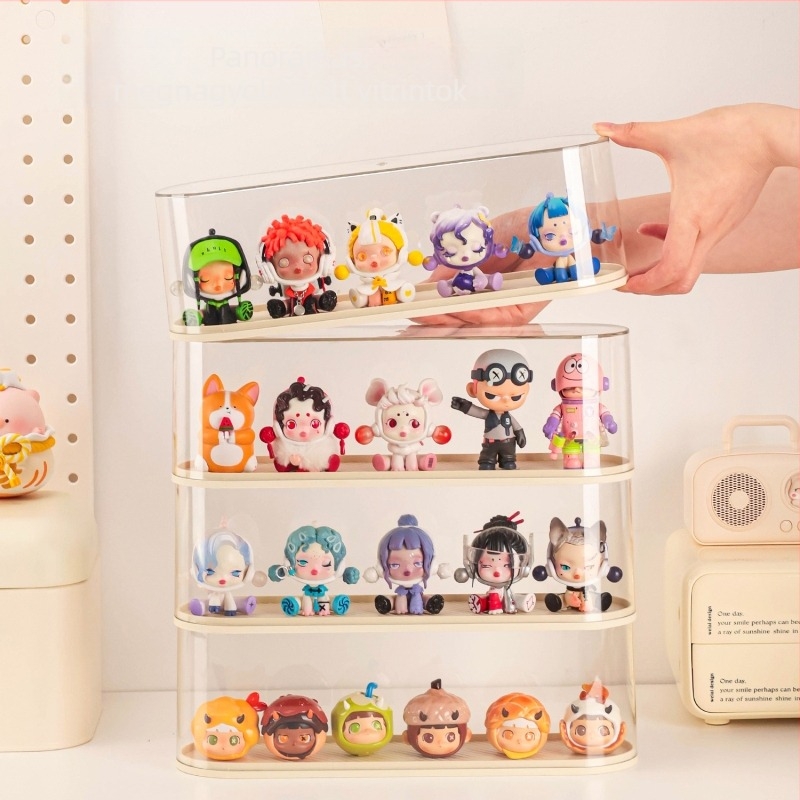 Blind Box kiállító doboz, átlátszó porvédett asztali tároló figuráknak