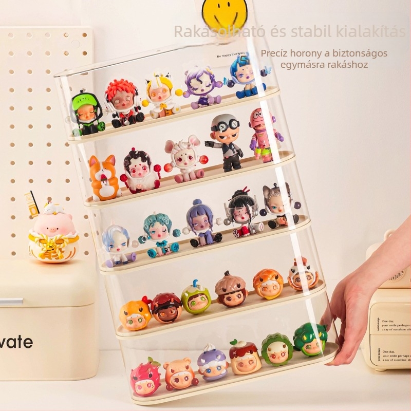 Blind Box kiállító doboz, átlátszó porvédett asztali tároló figuráknak