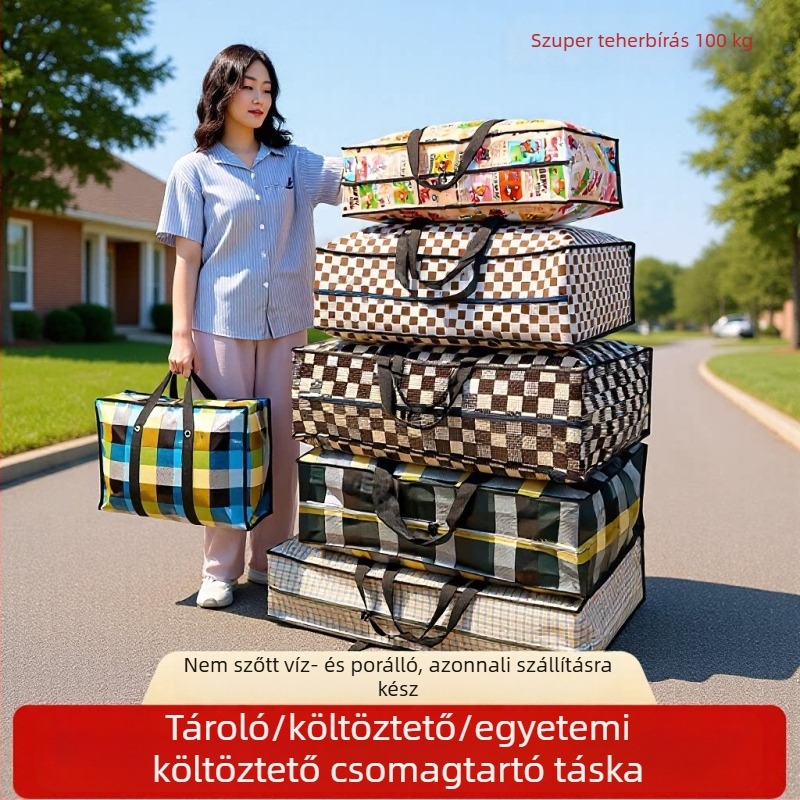 Nem szőtt anyagból készült költöző zsák, vízálló tárolótáska ruhák és ágyneműk számára, összecsukható poggyász táska