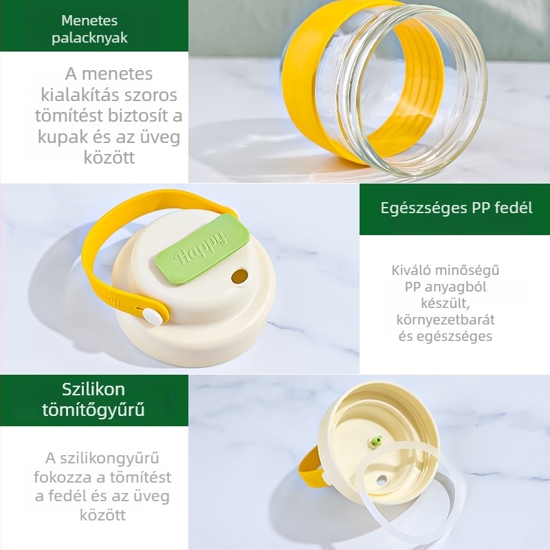 Fogantyús üvegpohár - hordozható, prémium minőség, modern kávés stílus