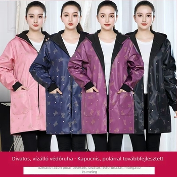 Felnőtt vízálló konyhai kötény hosszú ujjú fleece béléssel, olaj- és foltálló
