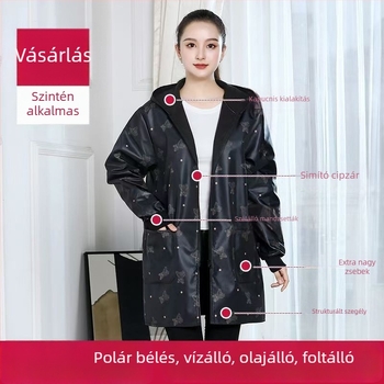Felnőtt vízálló konyhai kötény hosszú ujjú fleece béléssel, olaj- és foltálló