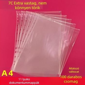 11 lyukas átlátszó oldallapvédő A4-es irathoz, vastagított PP