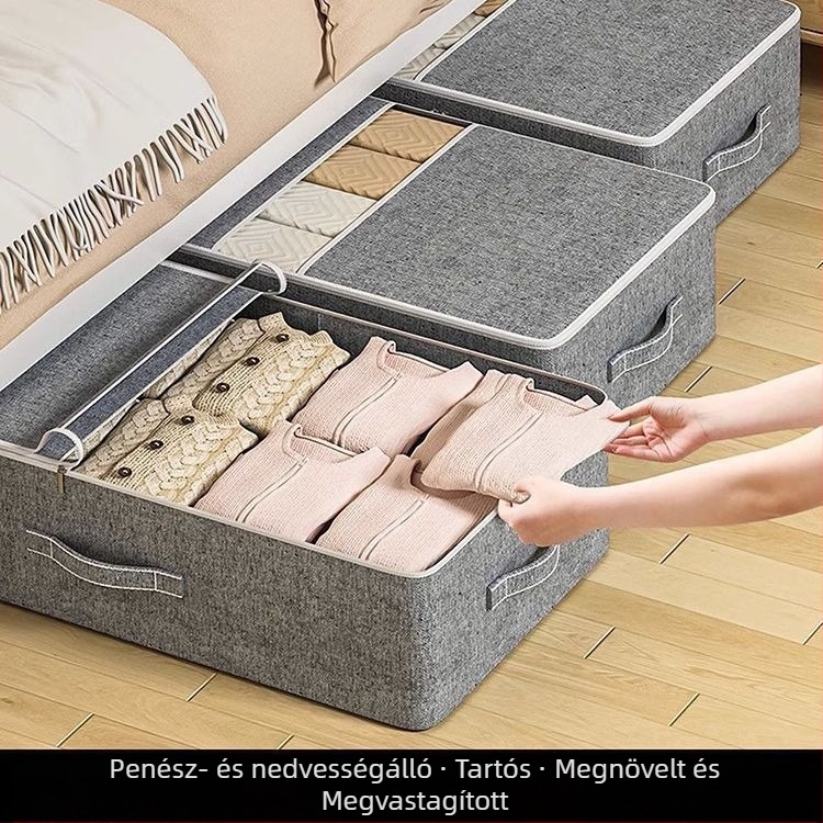 Ágy alatti tárolótáska TianShan pamutból, por- és nedvességálló ruhatároló, átlátszó ablakkal és fogantyúval