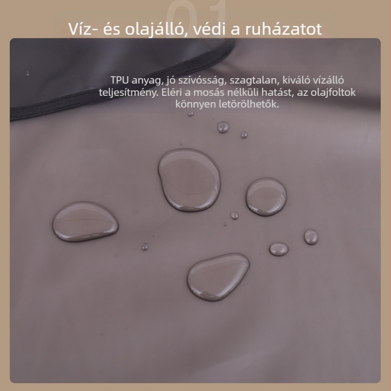 TPU átlátszó olajálló kötény ujjas kivitelben, konyhához és otthonhoz, logó nyomtatással