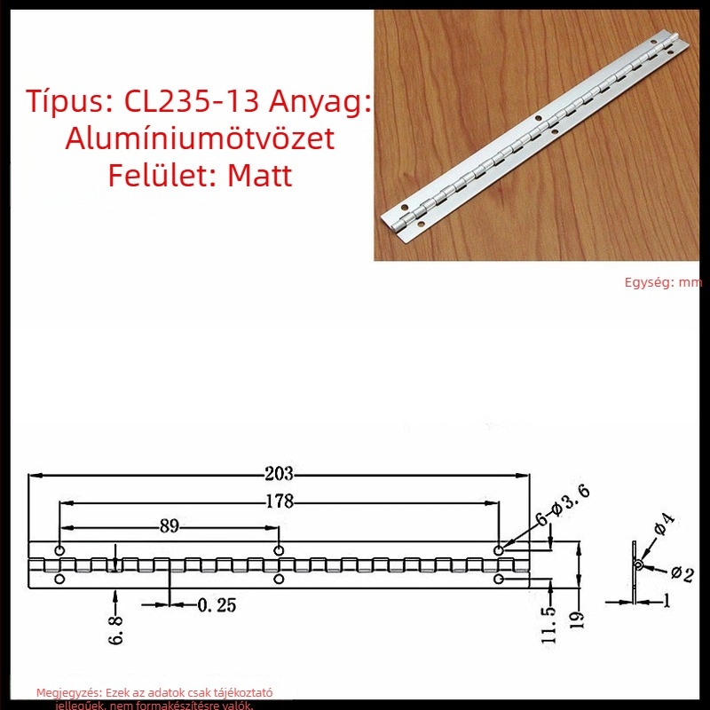 CL253-13 Alumíniumötvözet ablak- és szekrényajtó pánt, hajlítható, hosszított, vastag kivitel
