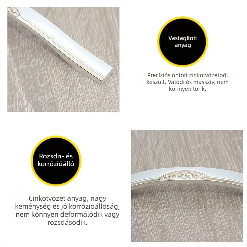 Európai stílusú, arany- és ezüstszínű luxus minimalist fiók- és szekrényfogó, egyetlen furattal rögzítve