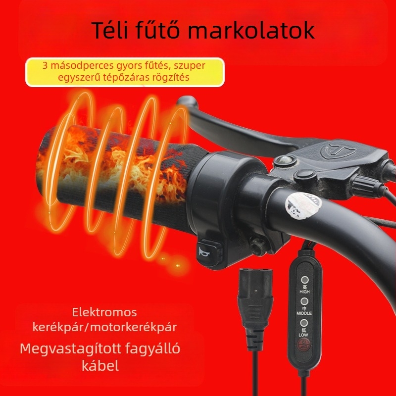 Továbbfejlesztett Velcro-fűthető markolatok elektromos kerékpárhoz téli használatra