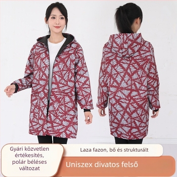 Vízálló ujjú kötény fleece-béléssel, középméretű hossz, csíkos mintázat
