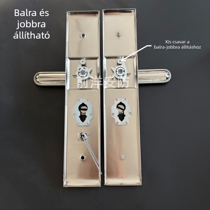 Biztonsági ajtó kilincs és zárkészlet – univerzális, acélból, minimalist stílus (modell 9085S)