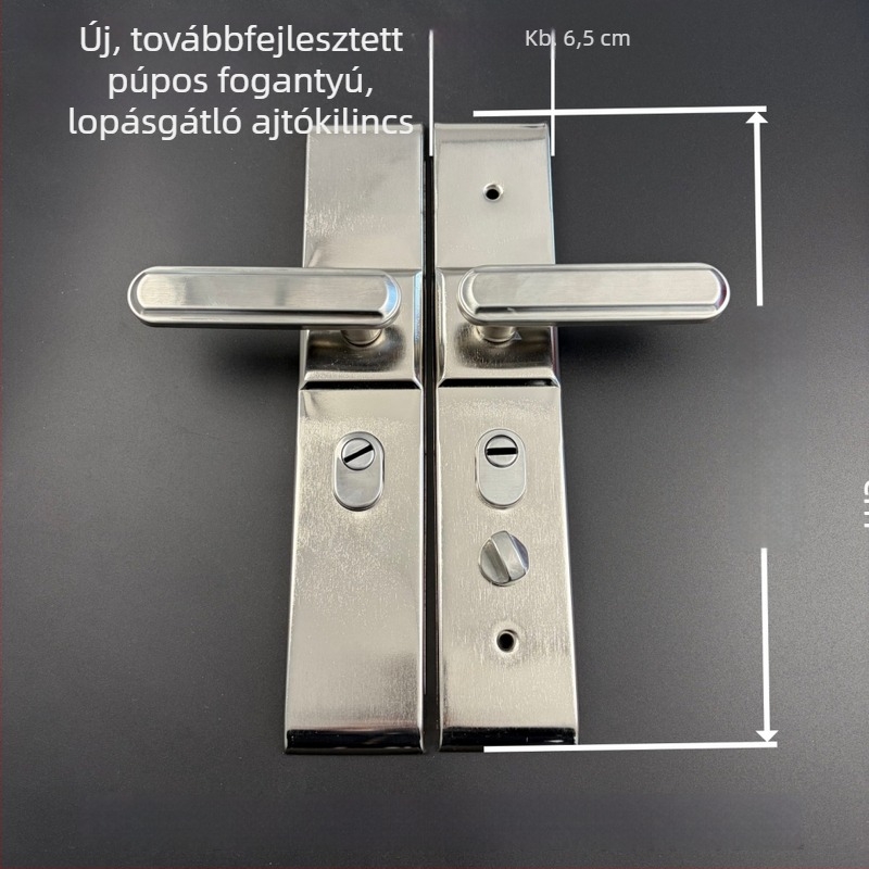Biztonsági ajtó kilincs és zárkészlet – univerzális, acélból, minimalist stílus (modell 9085S)