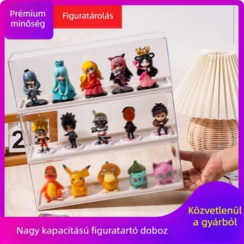 Átlátszó figuratartó doboz rajzfilmfigura formájú, megerősített PET kiállítódoboz és állvány, porvédett