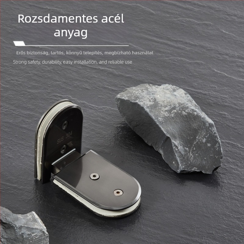 Rozsdamentes acél 180°-os üvegajtó klipsz | zuhanykabin zsanér