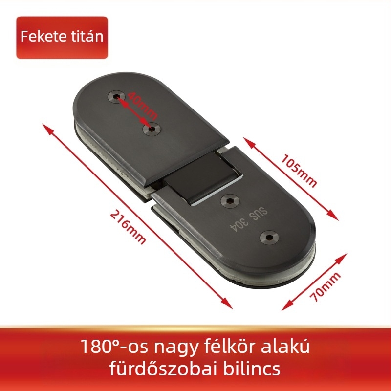 Rozsdamentes acél 180°-os üvegajtó klipsz | zuhanykabin zsanér