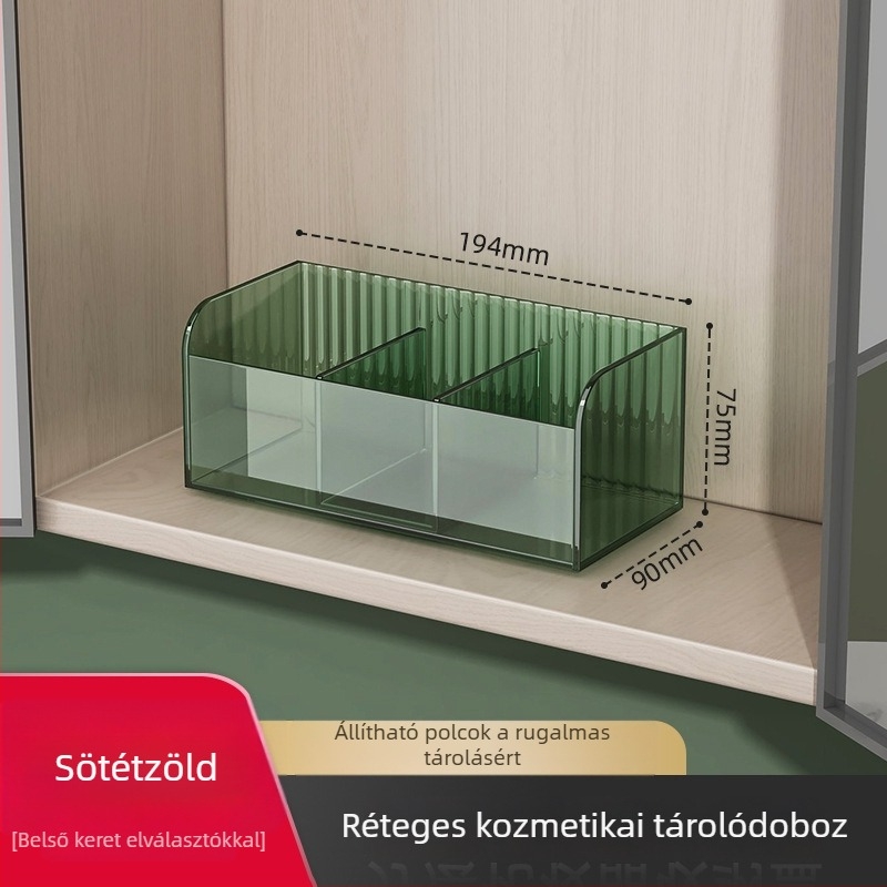 Tükörszekrény kozmetikai rendező és rúzsok tárolója, rétegzett fürdőszobai tároló