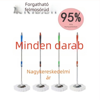 Általános forgó mop nyele rozsdamentes acélból, cserélhető mop fej, masszív