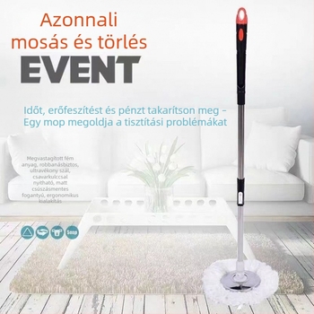 Általános forgó mop nyele rozsdamentes acélból, cserélhető mop fej, masszív