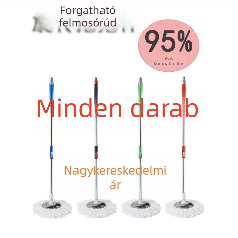 Általános forgó mop nyele rozsdamentes acélból, cserélhető mop fej, masszív