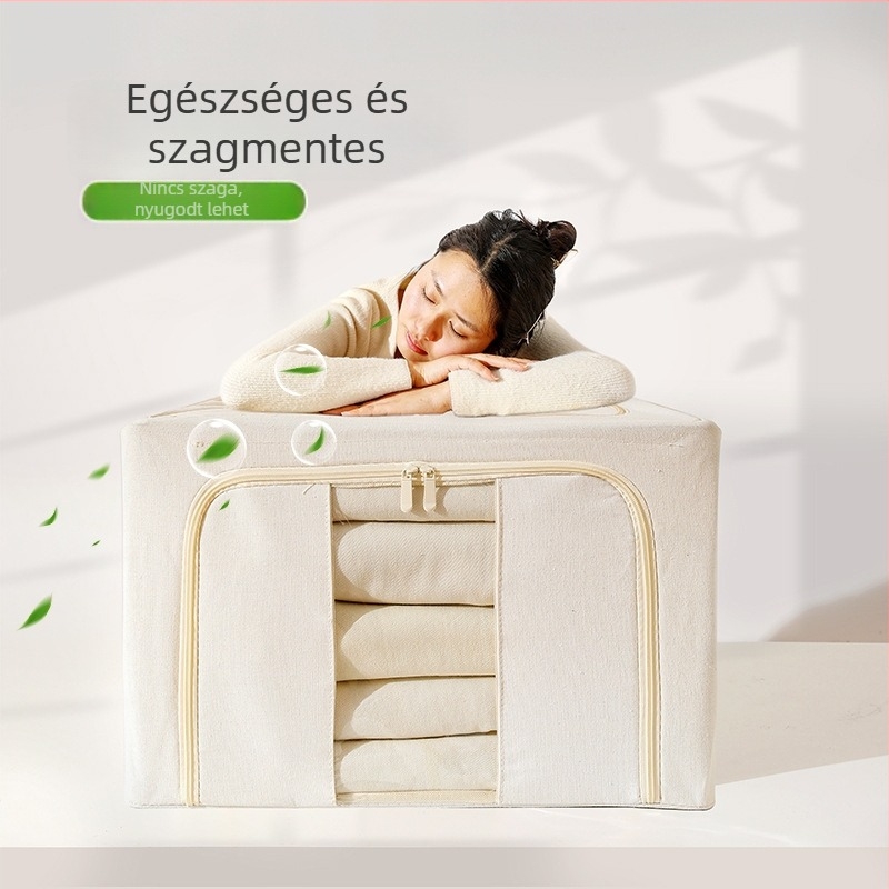 Textil tároló doboz nagy kapacitású ruhákhoz és takarókhoz, por- és nedvességálló, összecsukható.