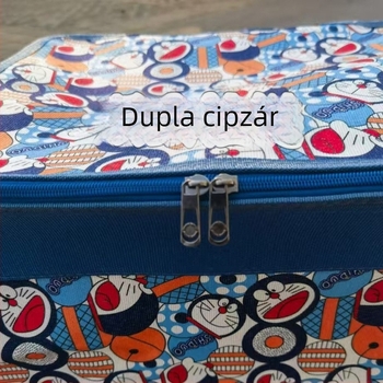 100 literes textil tároló doboz mintás felülettel, dupla cipzár, fedél és acél gyűrű, ruhákhoz és paplanokhoz