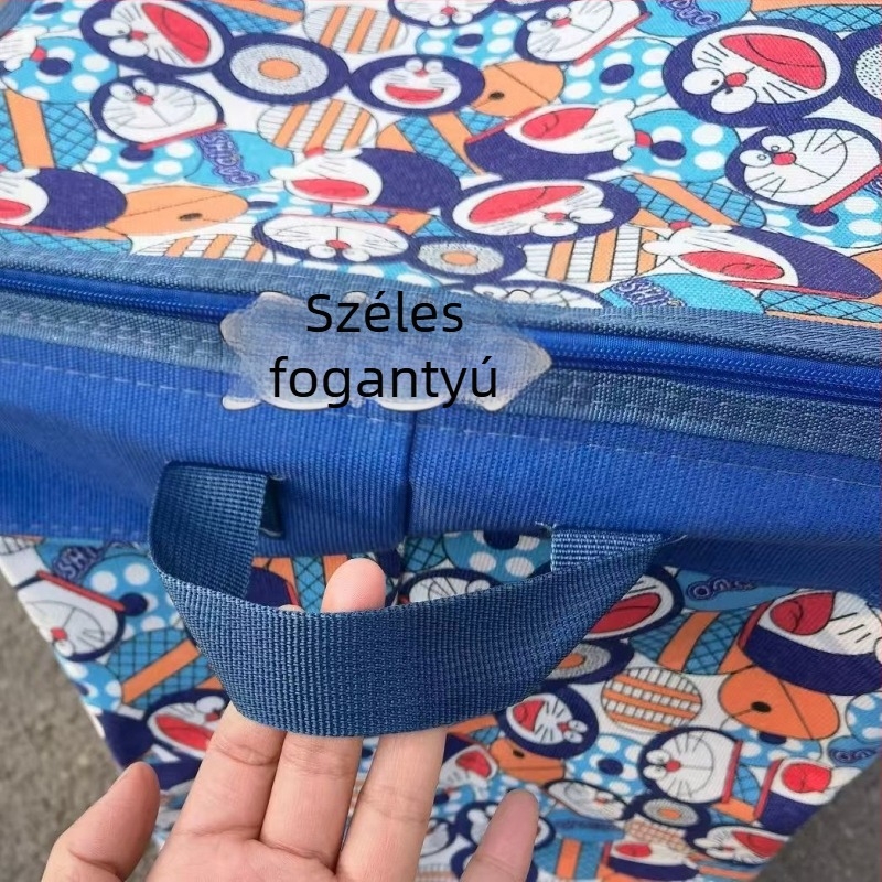 100 literes textil tároló doboz mintás felülettel, dupla cipzár, fedél és acél gyűrű, ruhákhoz és paplanokhoz