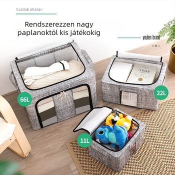 Új nemszövött anyagból készült ruhatartó doboz, ruhásszekrény rendező, textil tároló doboz megerősített acélkerettel