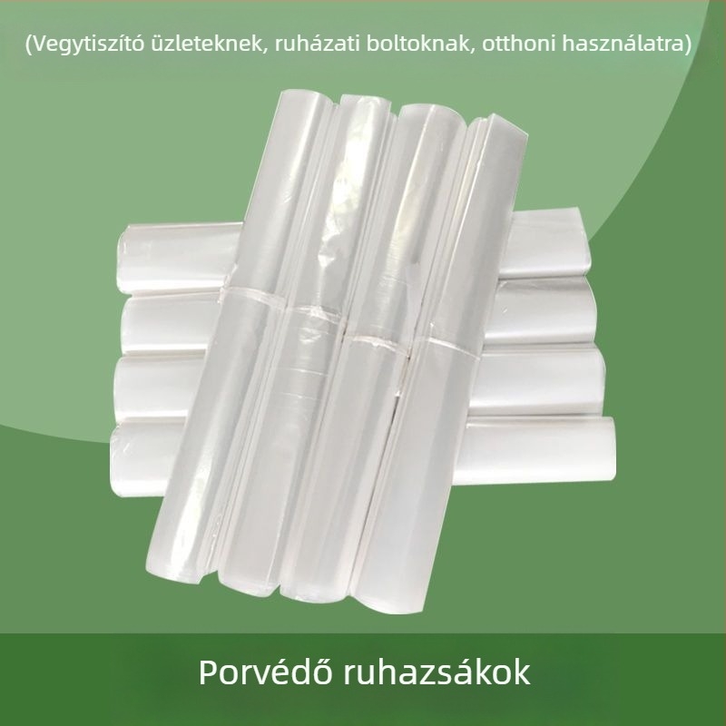 Műanyag ruhazsák porvédő, egyszer használatos, átlátszó, felakasztható ruhatartó kabátokhoz és öltönyökhöz, vastított kivitel