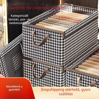 Öt-tíz literes összecsukható ruhatartó doboz nem szőtt anyagból, kockás mintával, hálószoba számára
