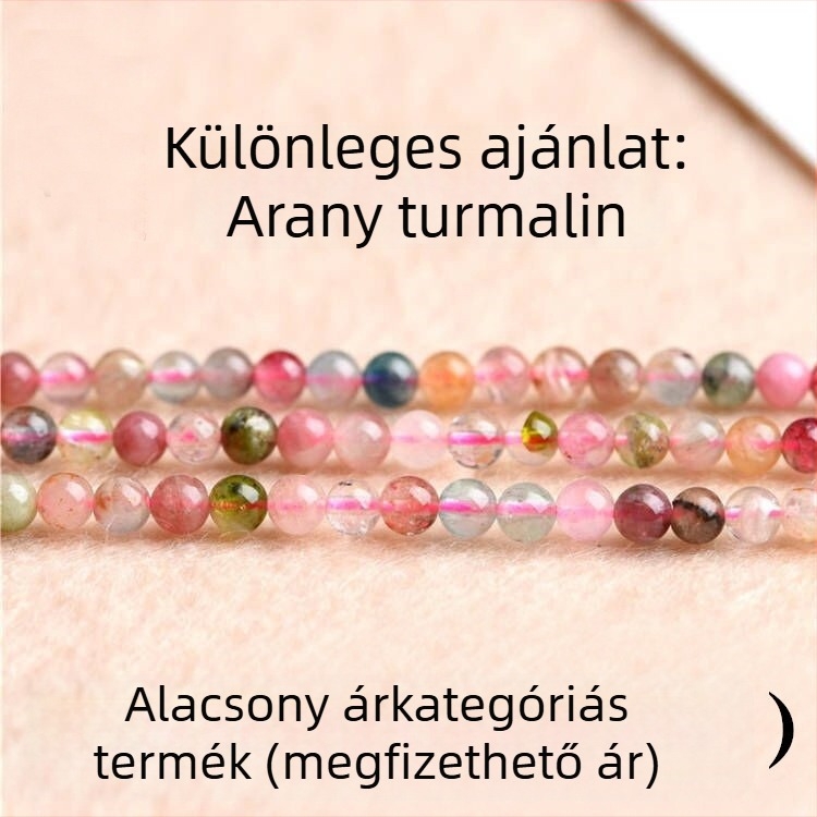Természetes 7A turmalin szabad gyöngyök, apró, kerek, több színű turmalin gyöngyök, gyűrű alkatrészek