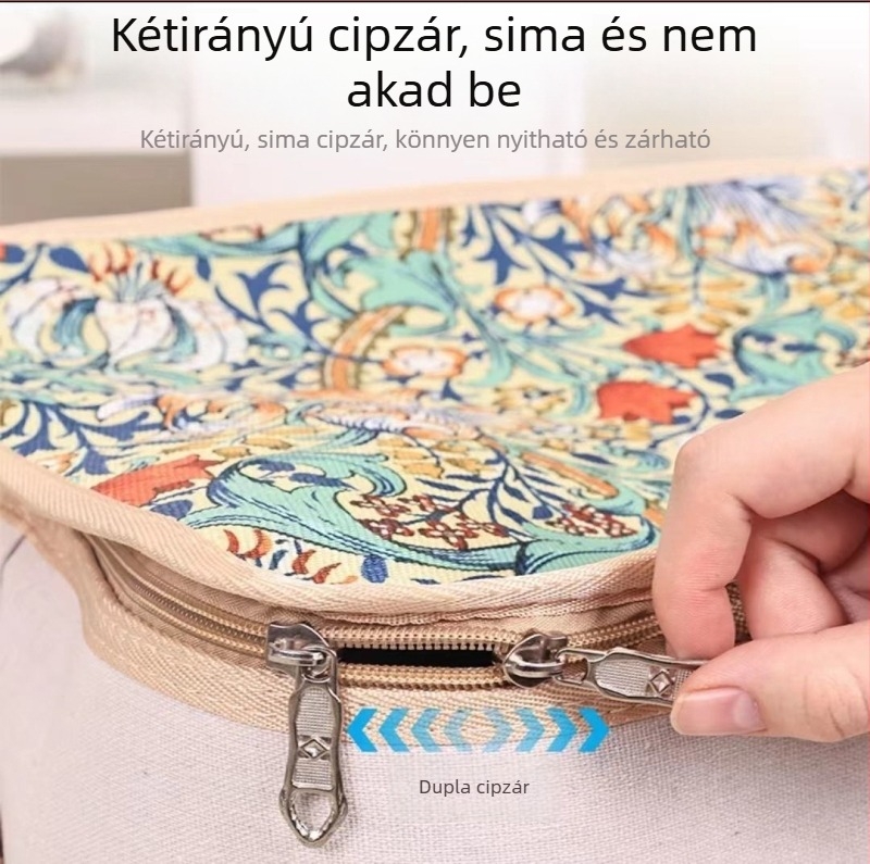 100 L-os háromrétegű vastag vászon tároló doboz fedéllel és cipzárral, nedvességálló nagy kapacitású ruhák és paplanok számára