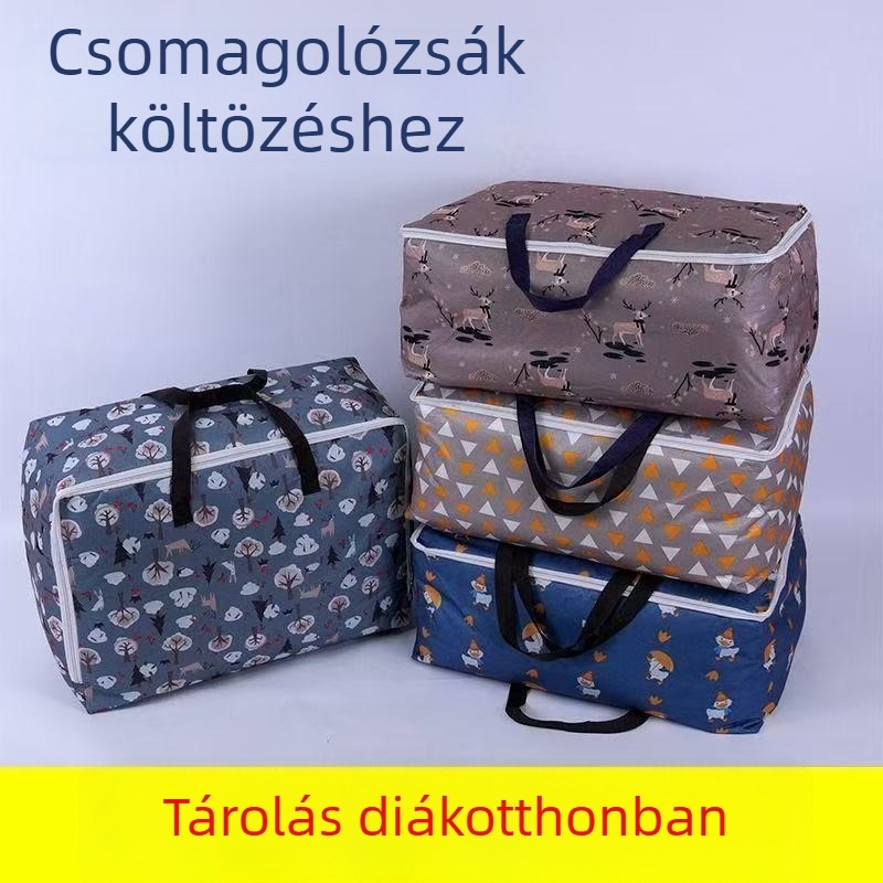 Oxford anyagból készült vastag paplan-tároló táska ruhák és paplanok számára – utazáshoz és költöztetéshez, nagy méret