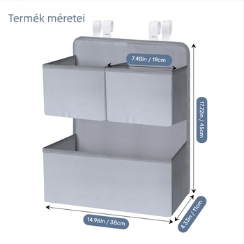 3D pelenka- és tárolótáska babáknak, kampóval az ágyhoz, vízálló és mosható, nagy méret