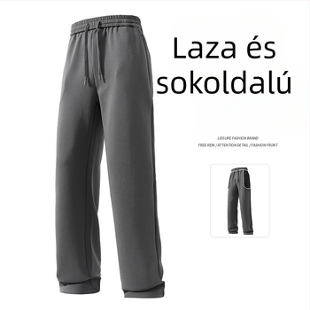 Kiváló minőségű férfi szabadidőnadrág anti-sztatikus pamutból, légáteresztő anyag, laza szabás, egyenes szár, elasztikus derék