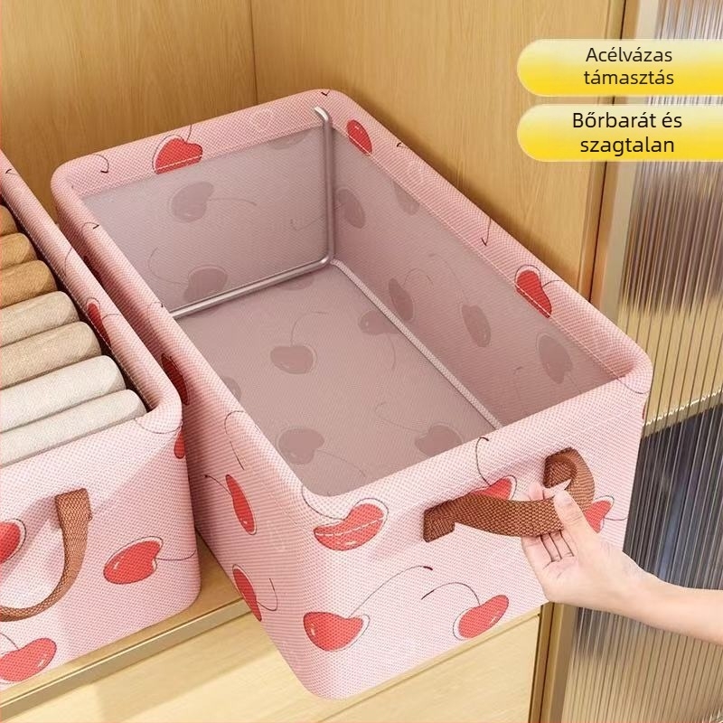 Textilből készült ruhatartó doboz gyerekek ruhái és nadrágjai számára, többfunkciós rendező doboz, összecsukható, hordozható, porálló, cartoon dizájnnal