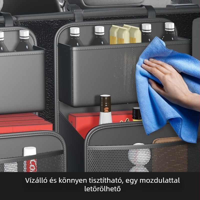 Bőr autócsomagtartó tárolótáska, összecsukható tároló doboz, többfunkciós autós rendező