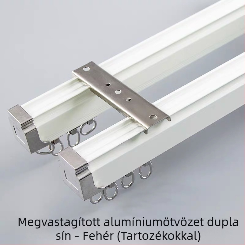 Megerősített alumínium sín függönyöknek, csendes működés, egysávos függönyrendszer, kompatibilis római rúddal