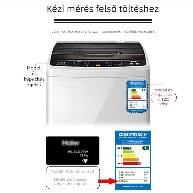 Függőleges töltésű mosógéphez vízálló, napvédő és porálló mosógép-huzat, teljes lefedettség, kompatibilis Haier, Little Swan és Midea