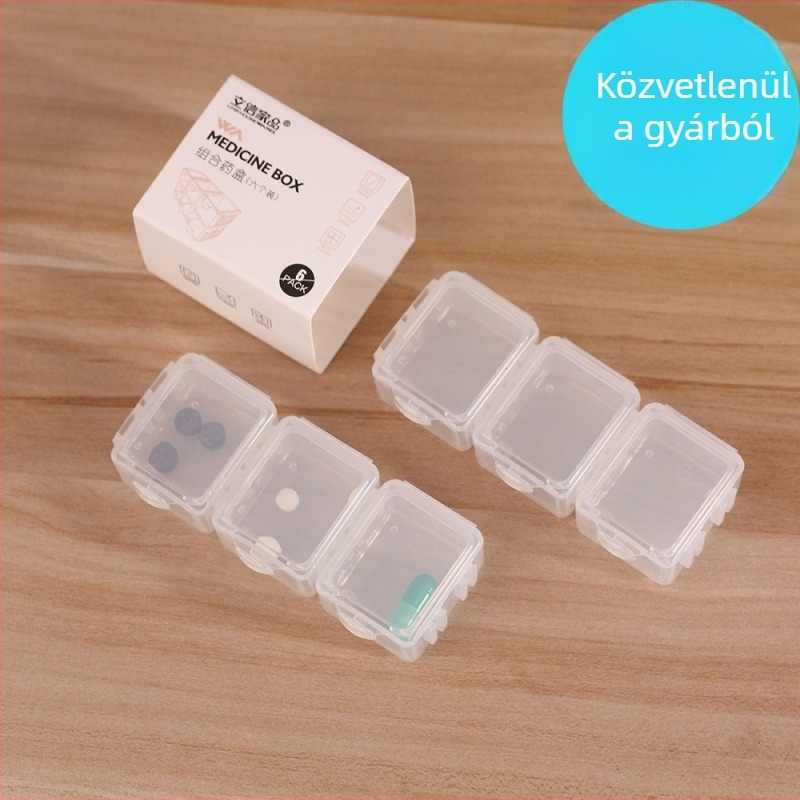 7 napos hordozható, átlátszó tablettatartó fedéllel, rekeszekkel, kompakt PP műanyag gyógyszeres doboz utazáshoz