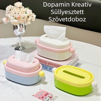 Műanyag zsebkendő tartó automata emeléssel, krémszínű, nagy kapacitású nappali dizájn